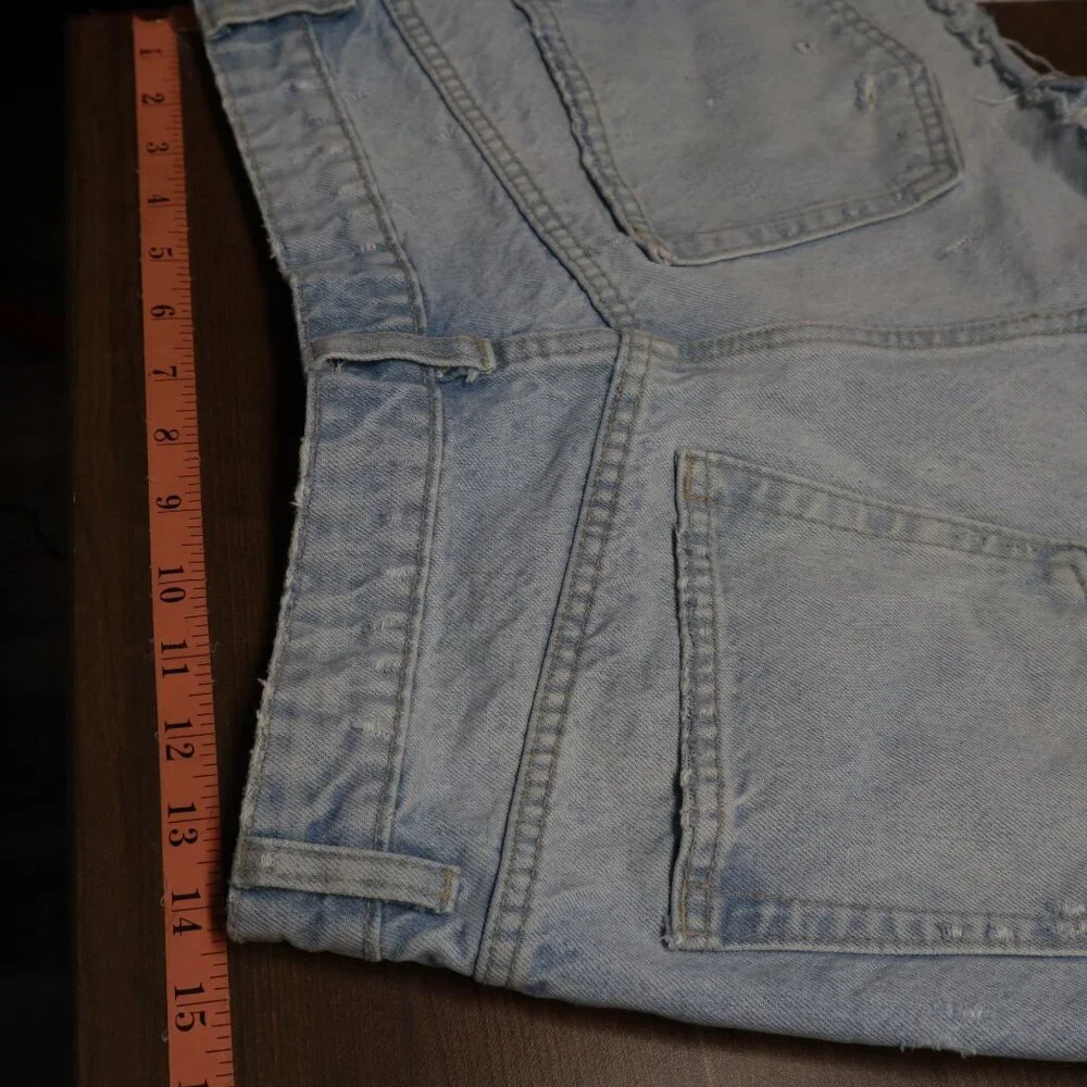 Zara Button Fly Shorts Women 6 Light Blue Resort Travel‎ Festival Beach Vacation